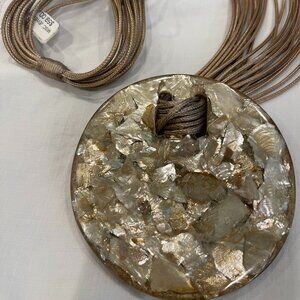 Granite Style Necklace, with silk taupe strand necklace